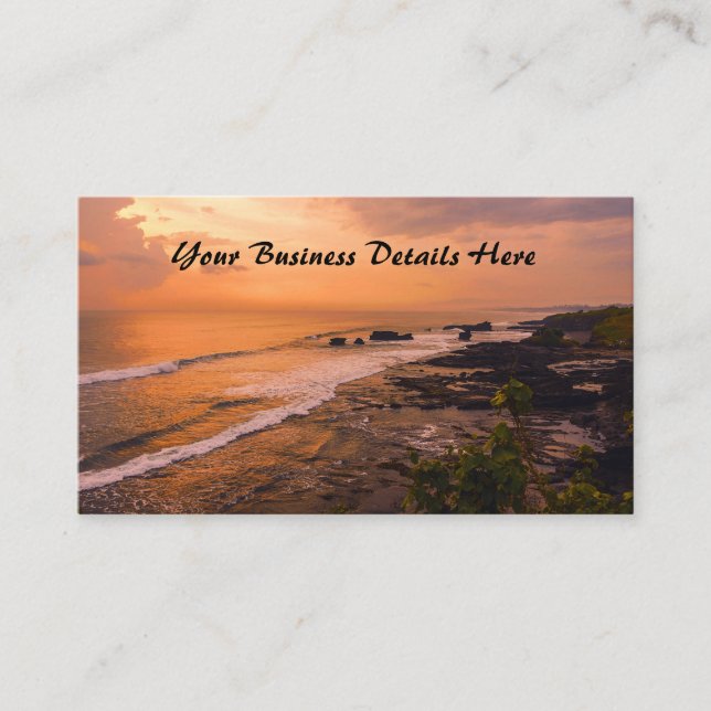 Bali Sea Wave Sunset Beach Shore Island Visitkort (Framsida)