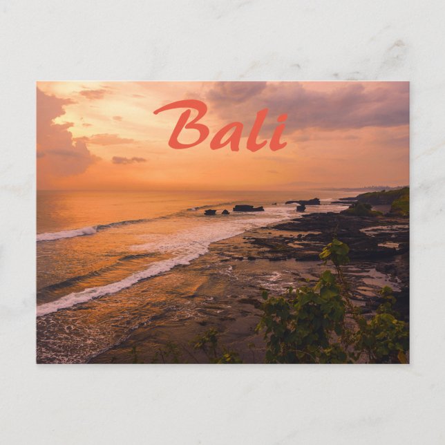 Bali Sea Wave Sunset Beach Shore Vykort (Framsida)