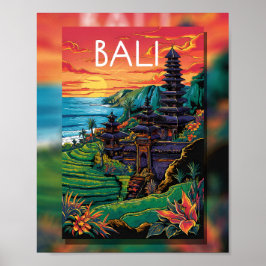 Bali Serenity: Solnedgång vid Temple Poster