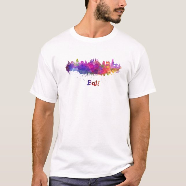 Bali skyline in watercolor t-shirt (Framsida)