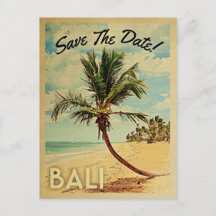 Bali Spara Datum Vintage Strand Palmträd Meddelande Vykort