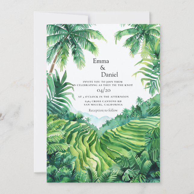 Bali Tegalalang Landscape Destination Wedding Inbjudningar (Framsida)