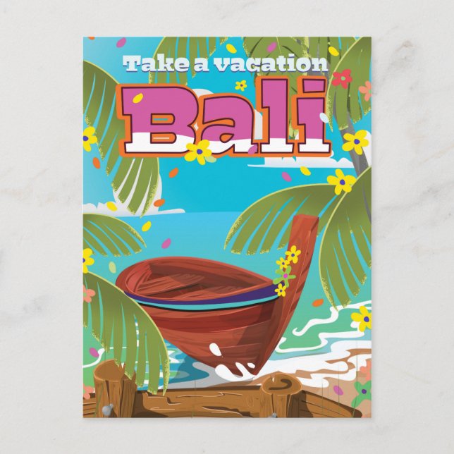 Bali Travel-affisch. Vykort (Framsida)