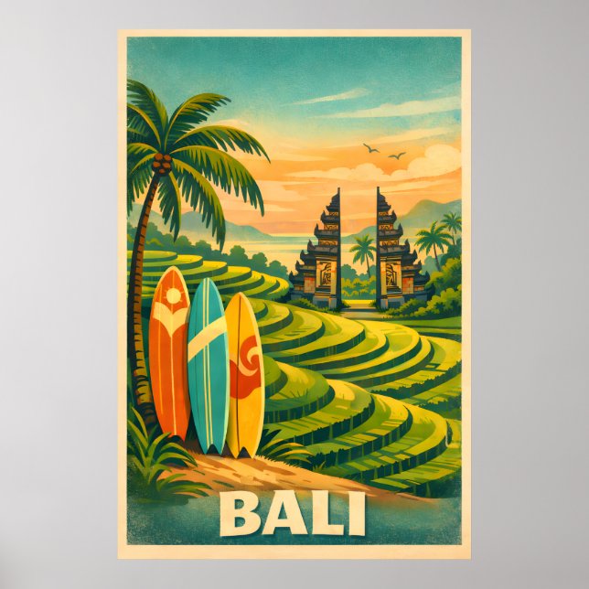 Bali Tropisk Retro Resa Poster (Framsidan)