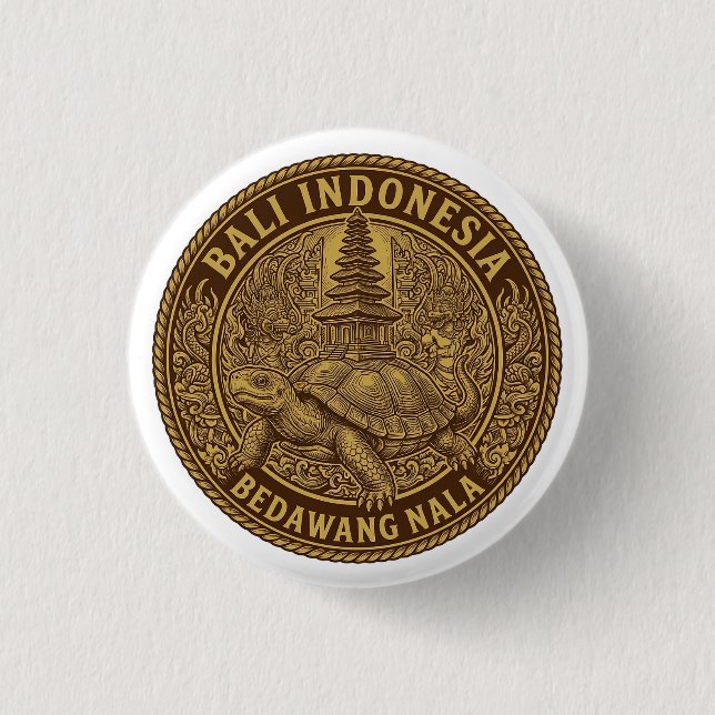 Bali Turtle Pagoda Coin Motif Knapp (Framsida)