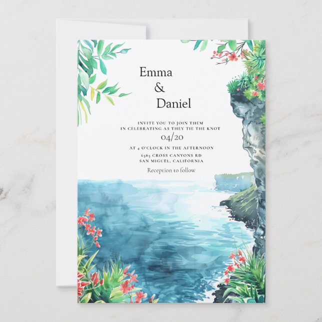 Bali Uluwatu Cliff Landscape Destination Wedding Inbjudningar (Framsida)