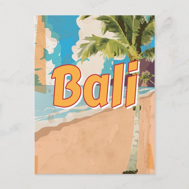 Bali Vintage-resemaffisch Vykort (Framsida)