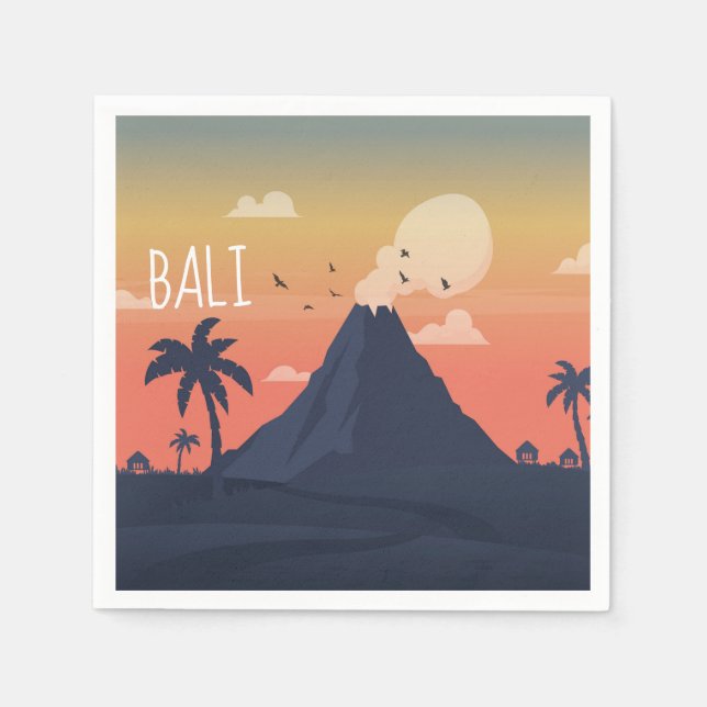 Bali Volcano Mountain Scene Designer Pappersservett (Framsidan)