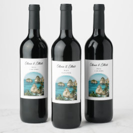 Bali Wedding Favor Personlig Vinflaska Etikett