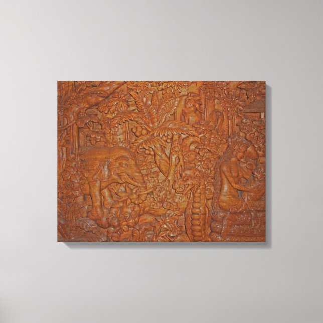 Bali Wood Carving Unik Art Canvastryck (Framsida)