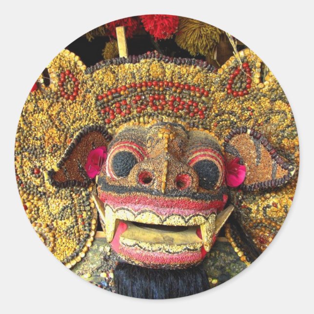 Balinese Barong 2 Runt Klistermärke (Framsida)