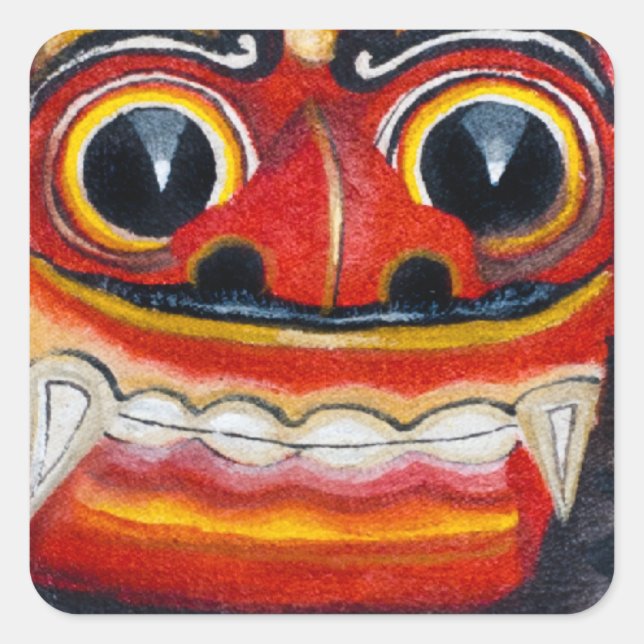 Balinese Barong Fyrkantigt Klistermärke (Framsida)