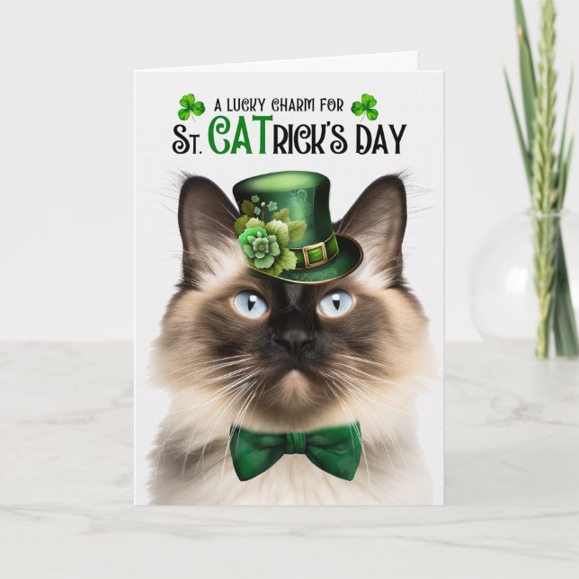Balinese Cat Funny St. CATricks Day Lucky Charm Helgkort (Framsida)