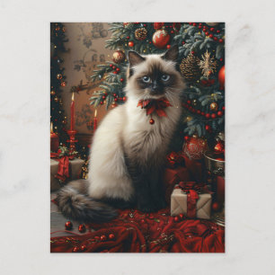 Balinese Cat Julgran med Jingle Klockor Vykort