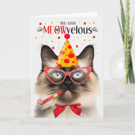 Balinese Cat MEOWvelous Birthday Kort