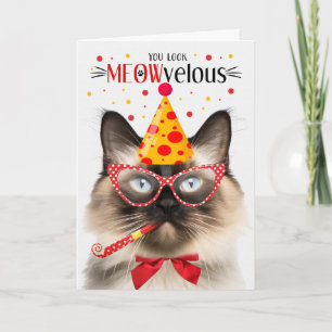 Balinese Cat MEOWvelous Birthday Kort