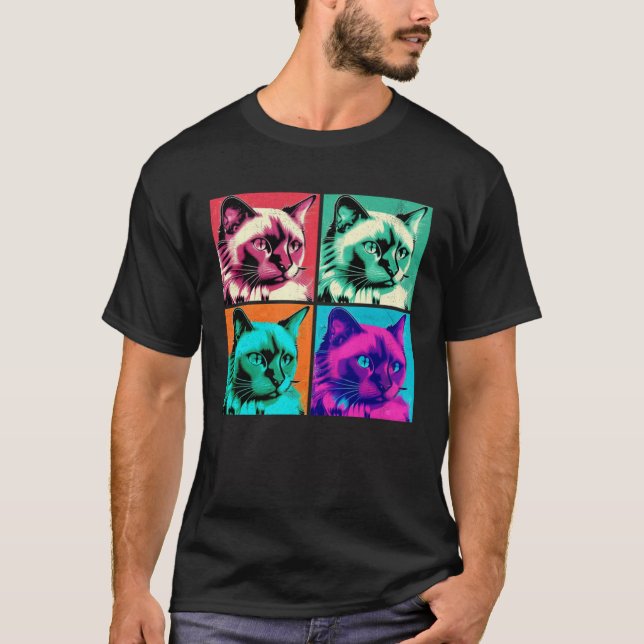 Balinese Cat Pop Illustration Colorful Animal  1 T Shirt (Framsida)