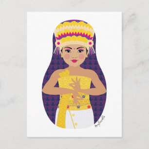 Balinese Dancer Matryoshka Postcard Vykort