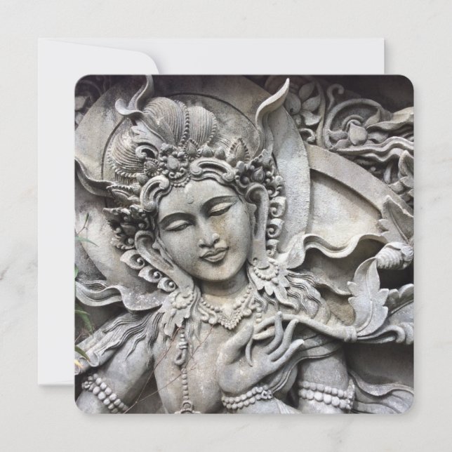 Balinese Goddess Stone Carving Card Julkort (Framsida)