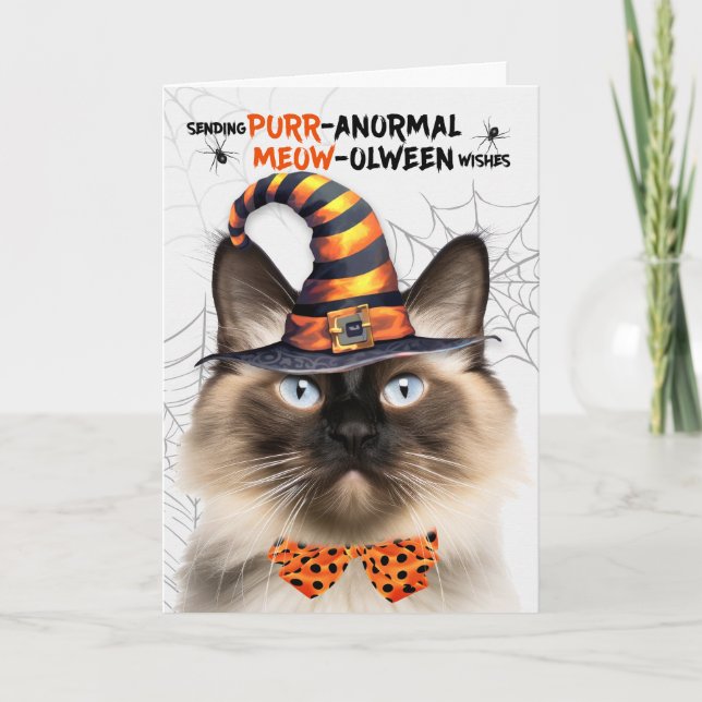 Balinese Halloween Cat PURRanormal MEOWolween Helgkort (Framsida)