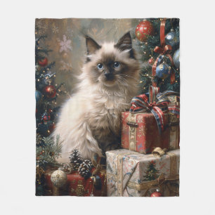 Balinese Kitten Jul Cat Porträtt Art Fleecefilt