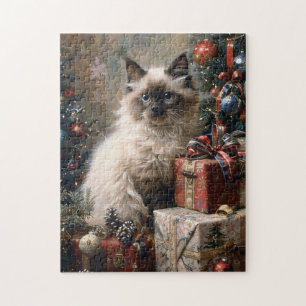 Balinese Kitten Jul Cat Porträtt Art Pussel