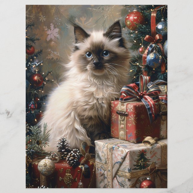 Balinese Kitten Jul Cat-skrapbok Papper (Framsida)