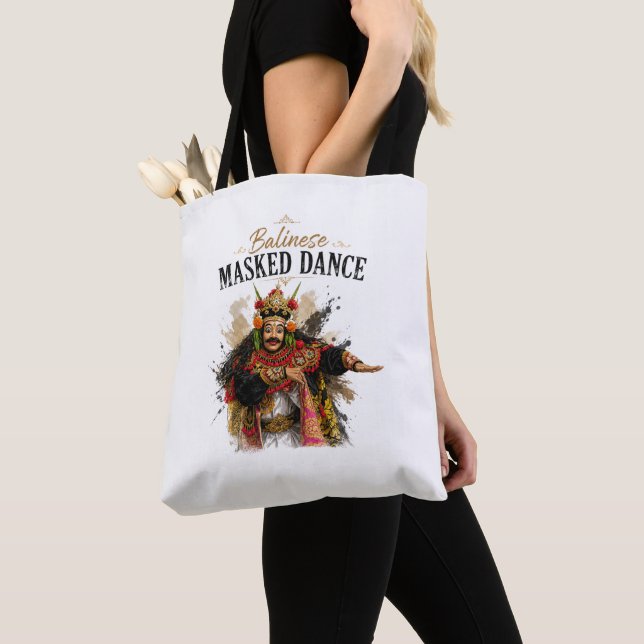 Balinese Masked Dance Tote Bag Tygkasse (Närbild)