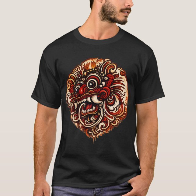 Balinesisk Barong-illustration T-shirt (Framsida)