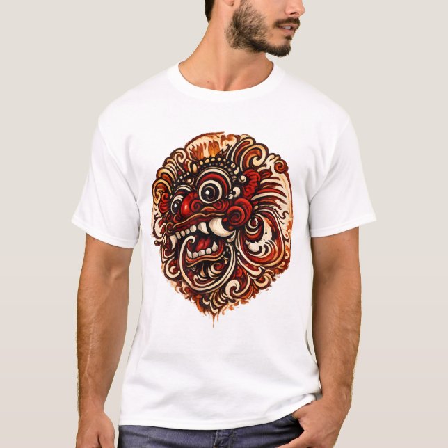 Balinesisk Barong-illustration T-shirt (Framsida)