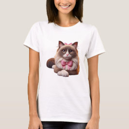 balinesisk katt med rosa båge t shirt