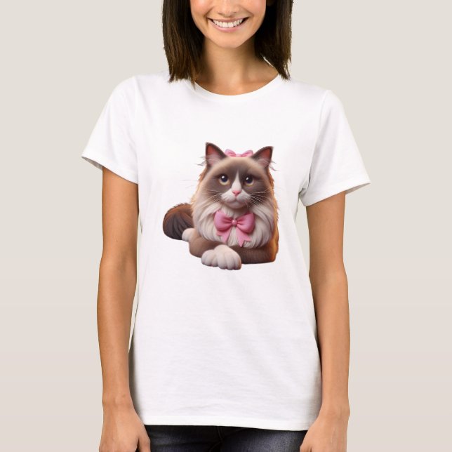 balinesisk katt med rosa båge t shirt (Framsida)