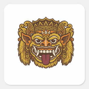 Balinesisk kulturell Barong Fyrkantigt Klistermärke