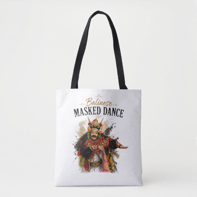 Balinesisk maskdans-handväskor tygkasse (Framsida)