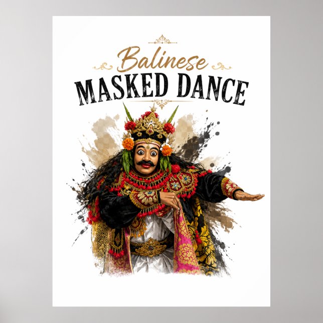 Balinesisk maskdansaffisch poster (Framsidan)