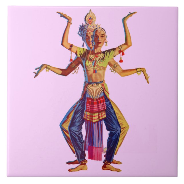 Balinesiska dancers print kakelplatta (Framsidan)