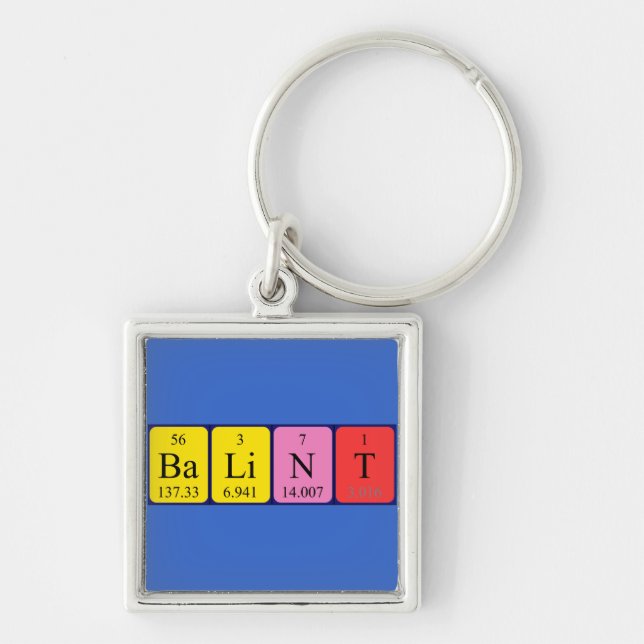 Bálint periodisk nyckelring bord namn (Framsidan)
