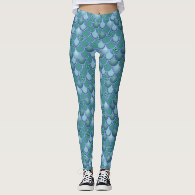  baljväxter av sjöjungfru Sea Blue Grönt Leggings (Framsida)