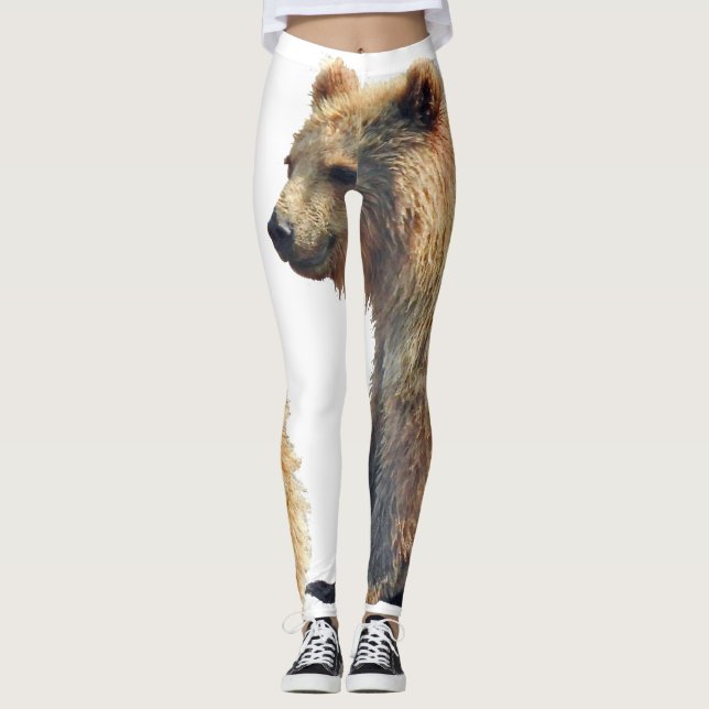 baljväxter med grizzlybjörn unge leggings (Framsida)