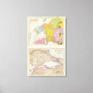 Balkan peninsula och Constantinople karta Canvastryck