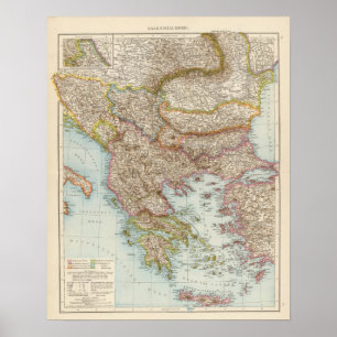 Balkanhalbinsel - karta för Balkan peninsula Poster