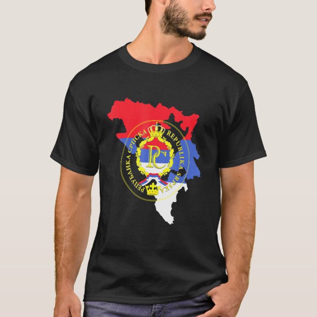Balkanrepubliken Srpska Flagga Sarajevo T Shirt (Framsida)