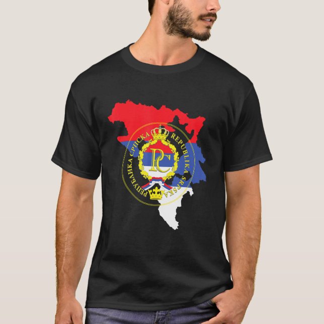 Balkanrepubliken Srpska Flagga Sarajevo T Shirt (Framsida)