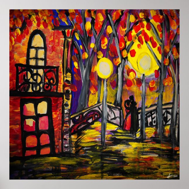 Balkoner vid nattvärde Poster Pappert (projektions (Framsidan)