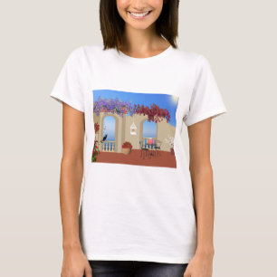 Balkony utanför Blommor Bord Tranquilitet Seaside. T Shirt