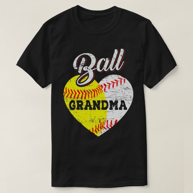 Ball Grandma Baseball Softball Heart  T Shirt (Design framsida)