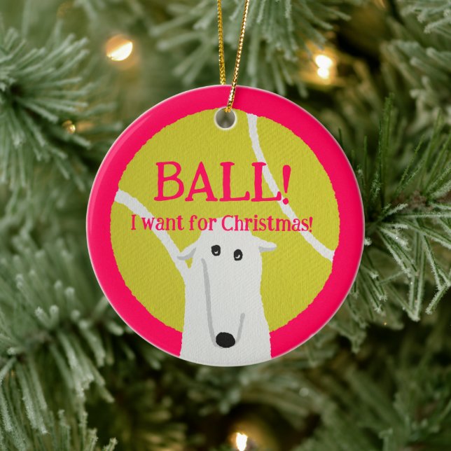BALL! I want for Christmas! : Borzoi Julgransprydnad Keramik (Träd)