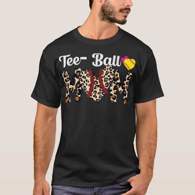 Ball Mamma Mors Dag T-shirt Teeball Mamma Baseboll (Framsida)