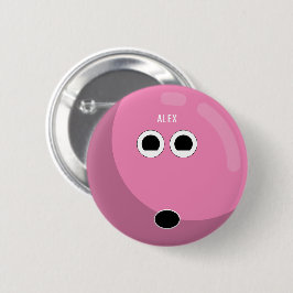 Ball med ditt namn | Rosa/vit Knapp