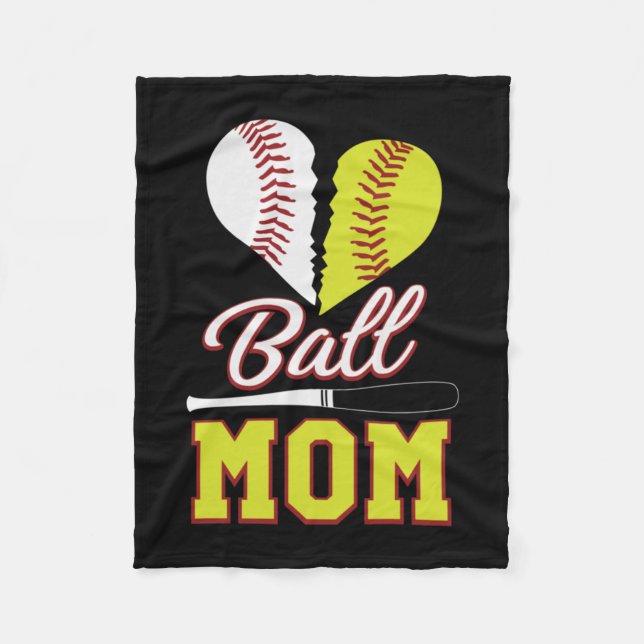 Ball Mom Baseball Softball Mom Fleecefilt (Framsidan)
